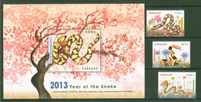 Curacao 2013 - Chinese New Year Year of the Snake - No. 146-48 + Block 10 **