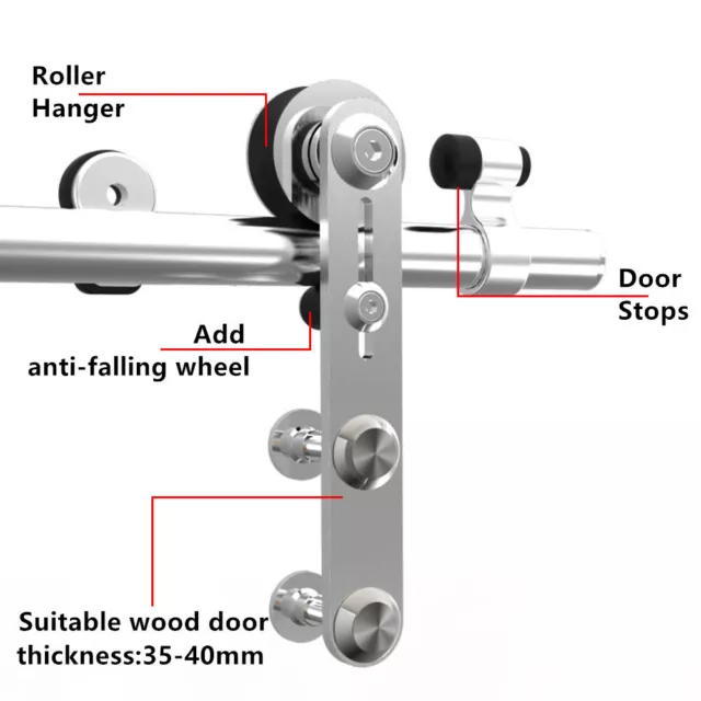 4-16FT Stainless Steel Sliding Barn Door Hardware Track Kit For Wood/Glass Door