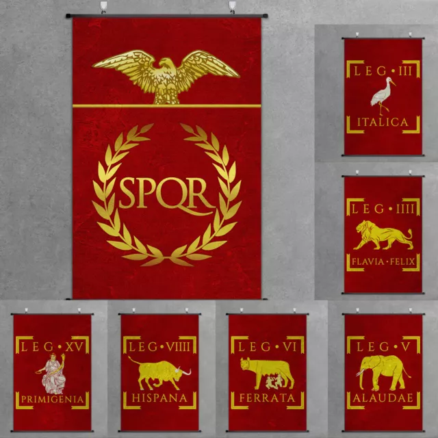 Roman Legion Banner Scroll Poster SPQR Flag Print Wall Art  Decor Ancient Roman