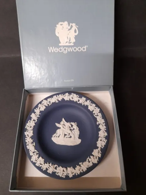 Wedgwood Dark Blue Jasperware - Pegasus Trinket / Pin Tray / Dish Impressed Mark