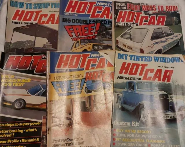 Vintage 70s And 80s HOT CAR  Magazine x 6 Job Lot Bundle