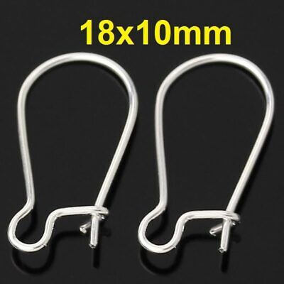 100 pcs (50 Pairs) Silver Plated Kidney Earwire Earring Hooks -18mm x 10mm