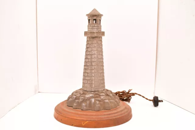 Antique Vintage Art Deco Figural Lighthouse Light House Table Lamp 14" tall VTG