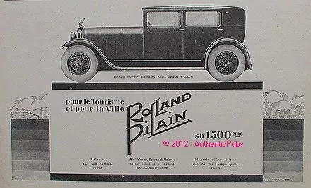 Publicite Automobile Rolland Pilain Tourisme Ville Usine A Tours De 1927 Ad Car