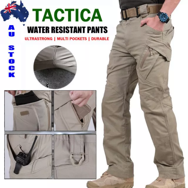 Tactical Mens Cargo Pants Waterproof Work Hiking Combat Outdoor Trousers Pants