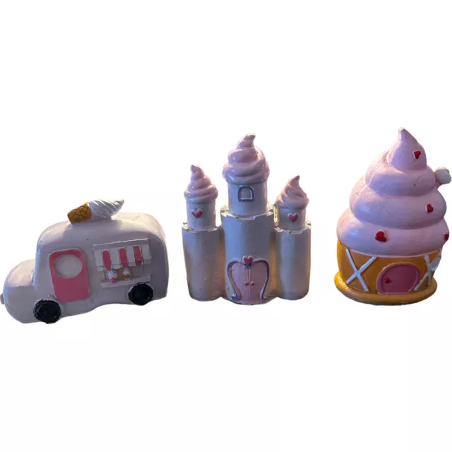 Fairy Garden Gnome Figurine Sweet Treat Ice Cream Truck Ice Cream Cone Castle