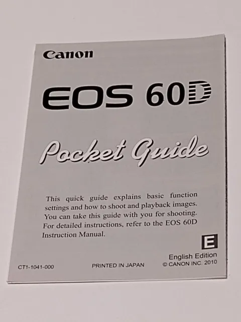 Canon EOS 60D Digital Camera Pocket Guide English 2010