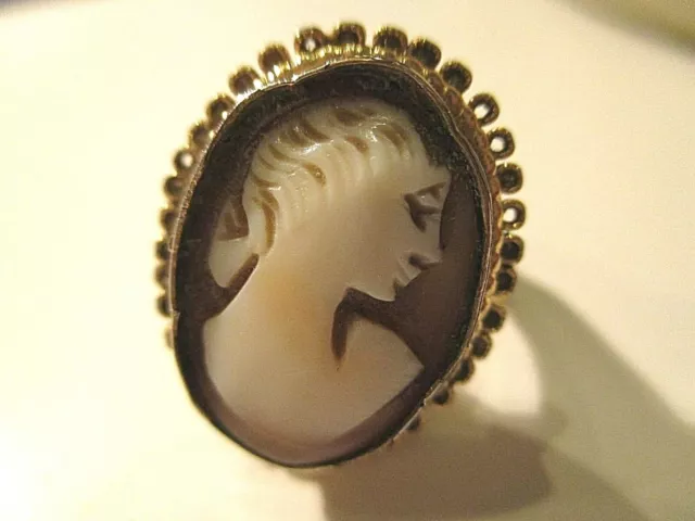 VINTAGE RING ° GEMME ° Frauenportrait ° vergoldet ° Vendome °