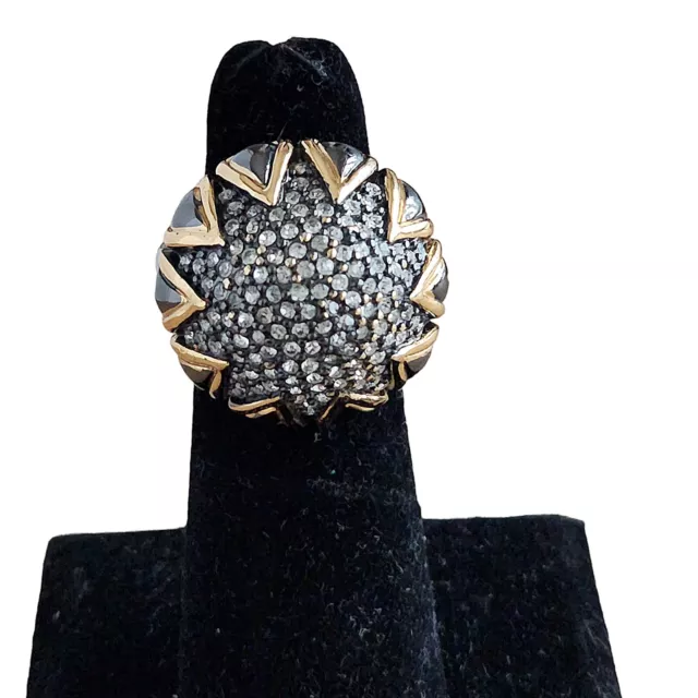 Stella & Dot Gun Metal Bling Ring Adjustable 6-7
