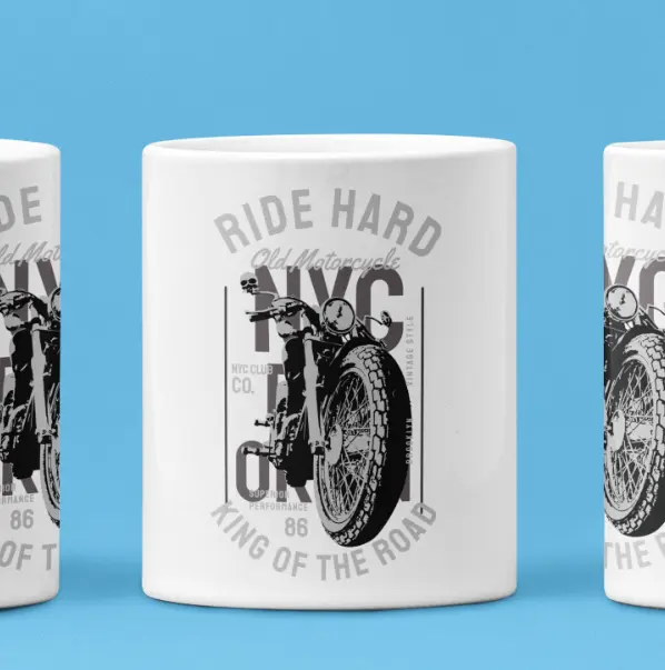 Ride Hard Biker Mug. Cool Bike Design For Motorcycle Enthusiast
