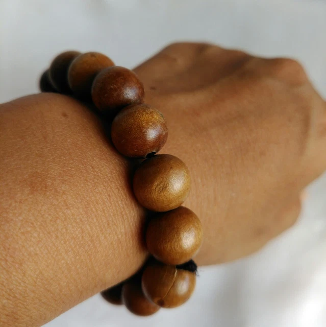 Bracelet Bead wood Lp Lek Thai amulet Yant Call money Fortune charm Avoid danger