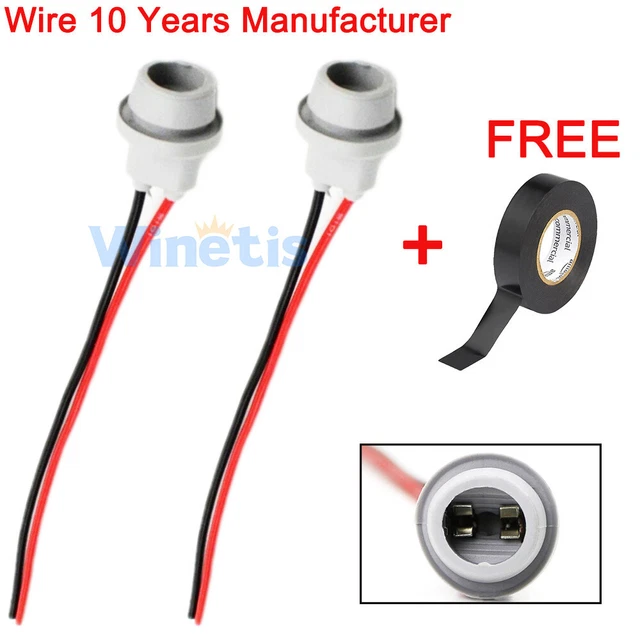 2X Universal Pigtail Wire Female Socket 168 Harness Front Side Marker Light Bulb