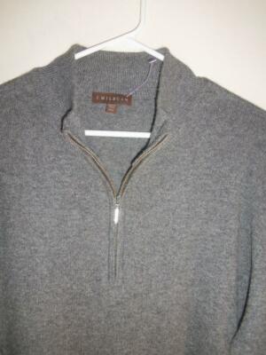(D8) New J.hilburn Pure Cashmere Medium Gray Half-Zip Mock - Xxl