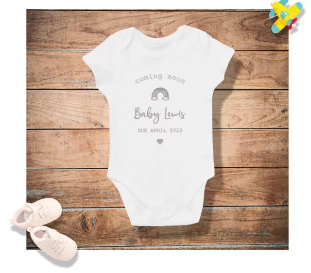 Baby Grow Personalised Custom Baby Vest Pregnancy Reveal Baby Announcement