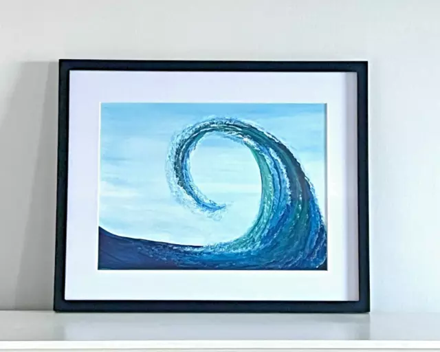 Original Artwork Wave Painting Framed 17x21 Beach Ocean Art Seascape Coastal 2