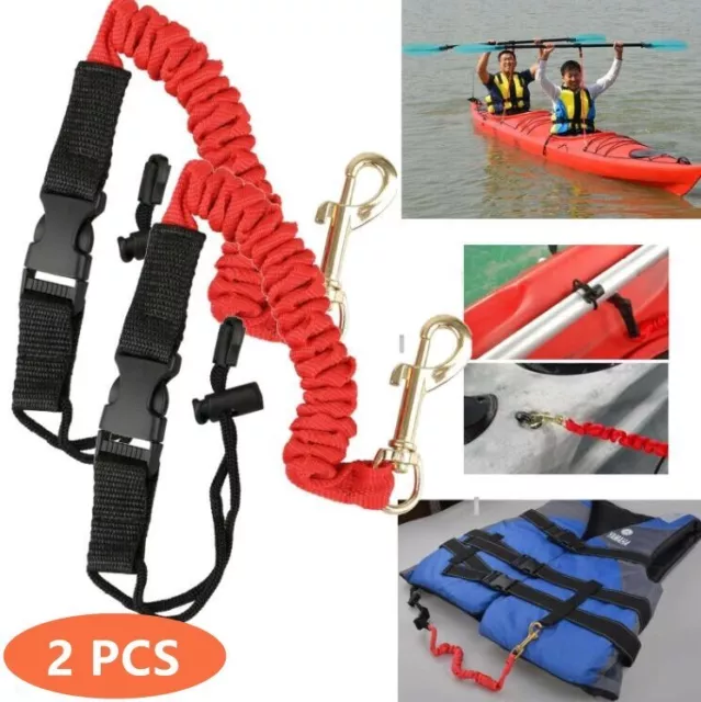 2x Kayak Canoë Élastique Rame Laisse Pêche Tige Cordon Rafting Articles de Sport