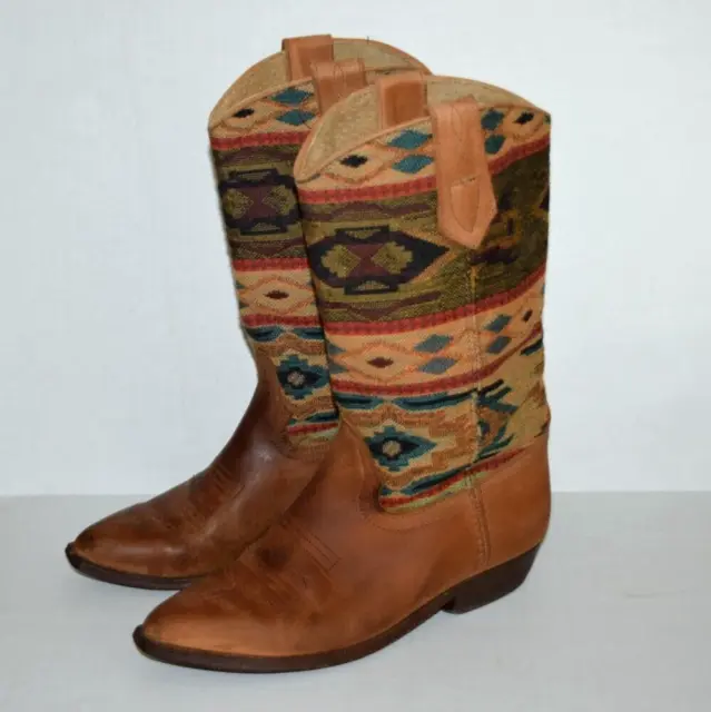 Seychelles Aztec Leather Western Boots with Heel Santa Fe Tapestry Ladies Size 6