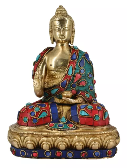 Whitewhale Lord Buddha Statue Lotus Sitting Blessing Buddhism Home Decor
