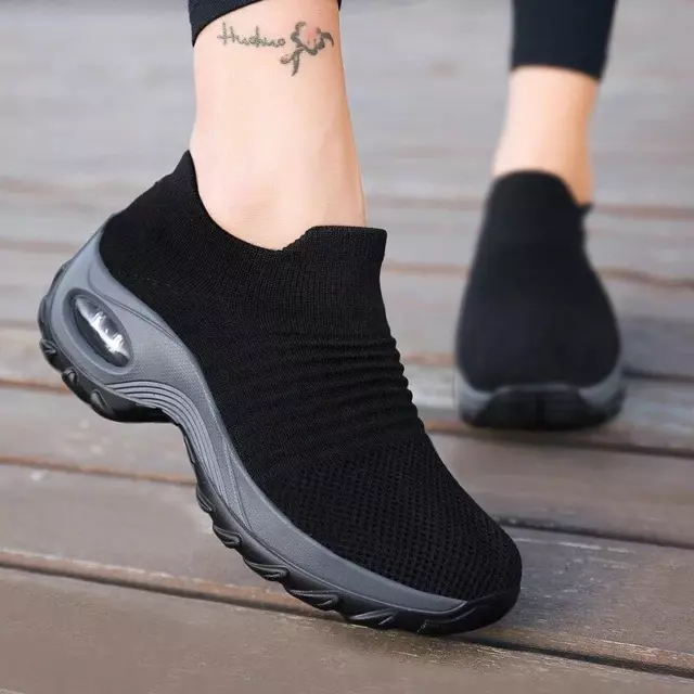 Zapatillas Deportivas Para Mujer Cojín de Aire Suela Gruesa Tacón Elevado Elegante