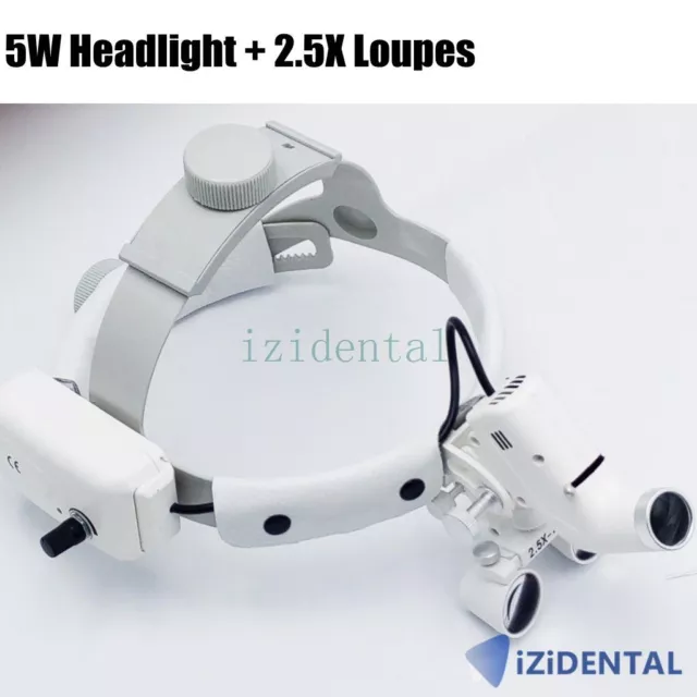 Dental 5W Surgical LED Headlight+2.5X420mm Medical Loupes Headband Magnifier 105