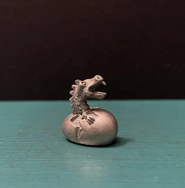 Spoontiques Pewter Baby Dragon Hatchling Egg Diorama Miniature Figurine AD&D RPG
