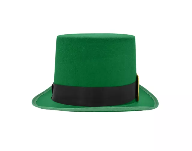Adult Deluxe Tall Green Felt St. Patricks Day Leprechaun Top Hat Buckle Costume 3