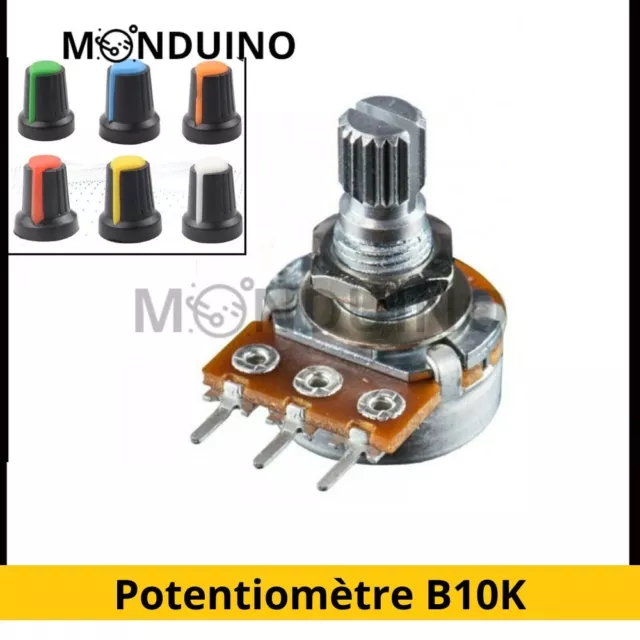 Potentiomètre B10K WH148 Linéaire diam 6mm L15mm Arduino PIC ARM STM MONDUINO