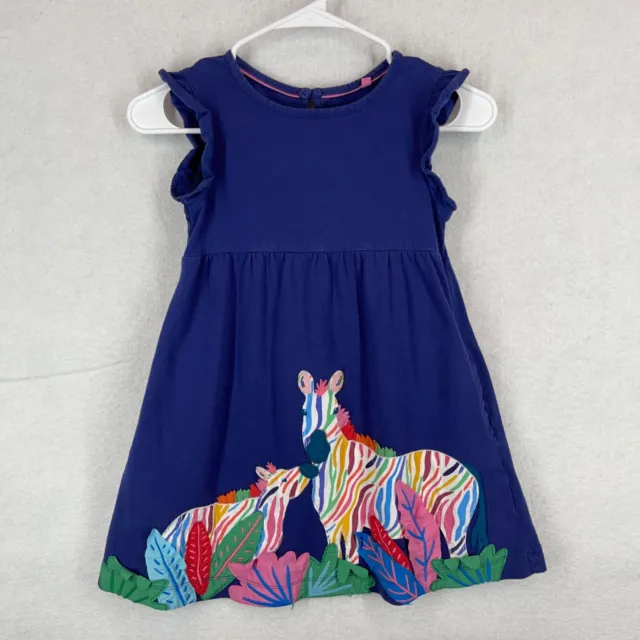 Mini Boden Rainbow Zebra Dress Sleeveless Sundress Pockets Girls Size 7-8Y