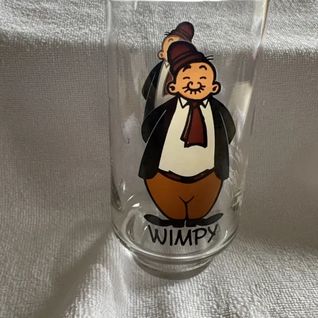 VINTAGE 1975 Kollect A series POPEYES Wimpy Drinking GLASS Coca-Cola 6" tall