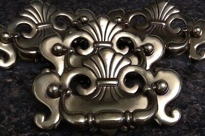Lot of 4 VTG Chippendale Brass Batwing Drawer Pulls-3" CC 4 3/8" Long- Excellent
