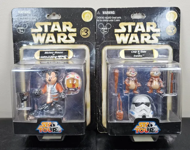Disney Star Wars Star Tours Lot Mickey Mouse Xwing & Chip and Dale Stormtroopers