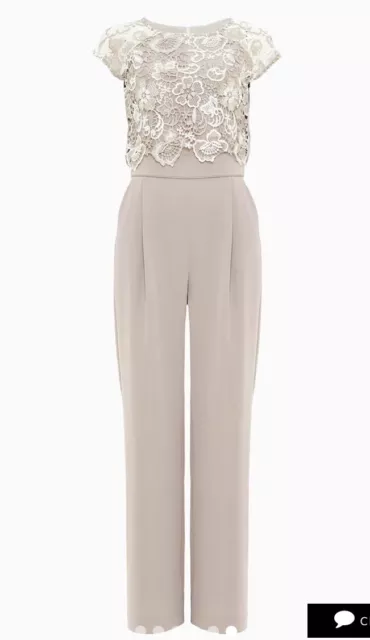 PHASE EIGHT CORTINE Lace Jumpsuit Size 10 Praline Cream Wedding