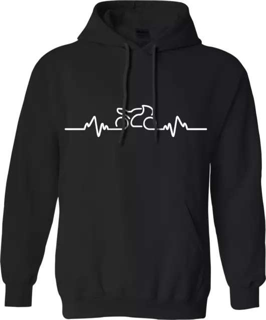 Felpa con cappuccio bicicletta battito cardiaco moto motociclista motociclista pilota amore battito regali divertenti
