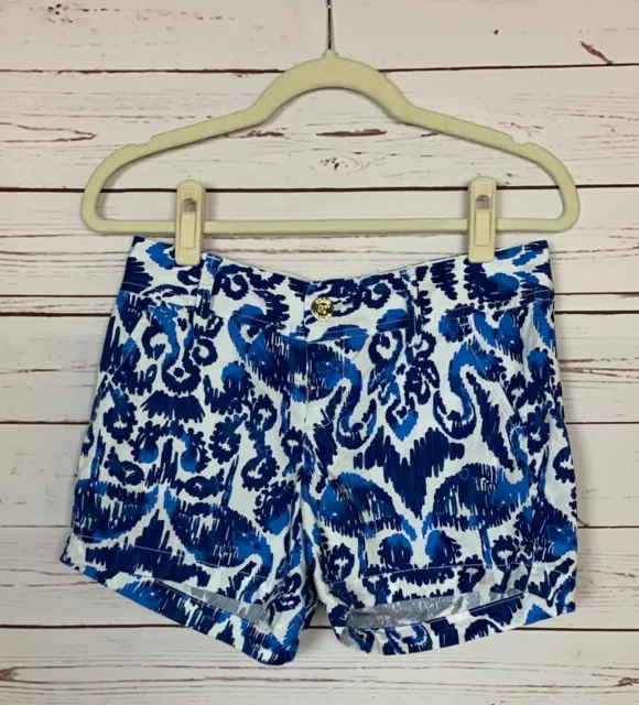 Lilly Pulitzer Women's Size 0 Blue White The Callahan Cute Summer Short Shorts