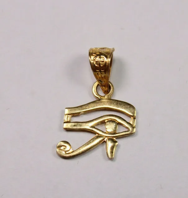 Egyptian Handmade Charming Eye of Horus 18K Yellow Gold Pendant 1.2 Gr