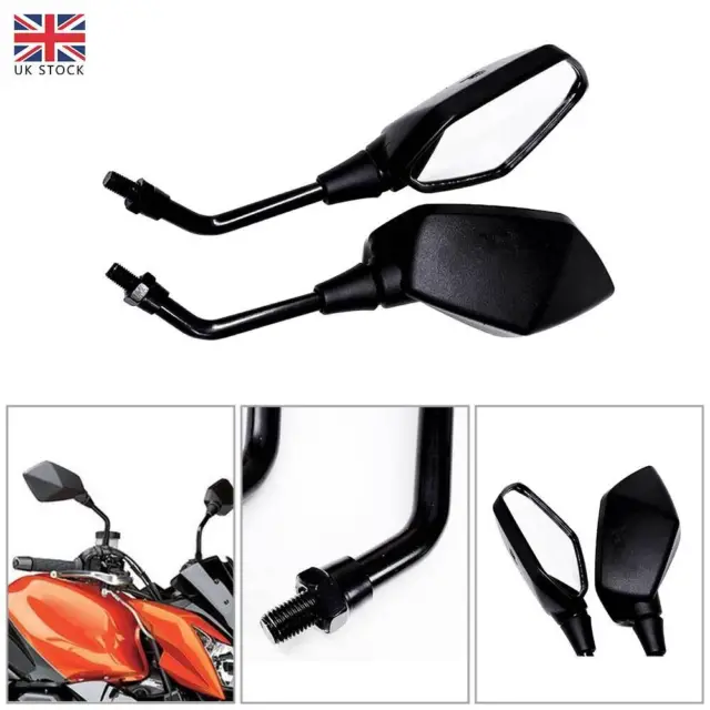 1 Pair Universal 10mm M10 Motorcycle Motorbike Scooter Rear View Mirrors Black