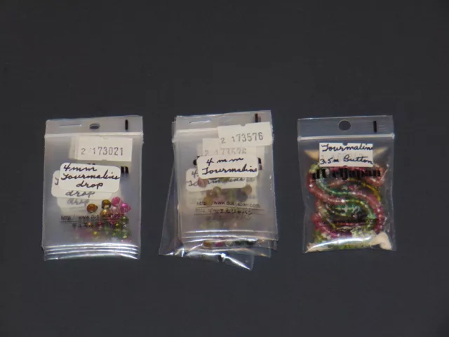 4mm Tourmaline Vintage Variety Faceted Drops & Rounds Lot of 12 Packs NOS