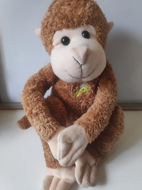 Peluche doudou grand singe chimpanzé beige sonore musicale Les bananous Gipsy