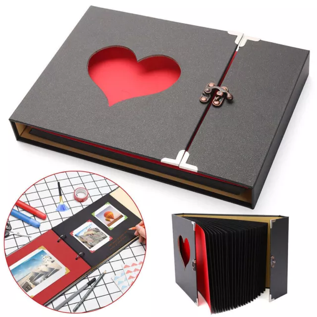 Photo Album DIY Scrapbook Hardcover Heart Scrap Book for Valentine's Day Gifts-Й