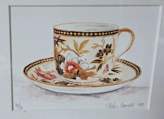 Pair of Limited Edition Framed Signed Floral Teacup & Teapot Prints Shan Cowell 3
