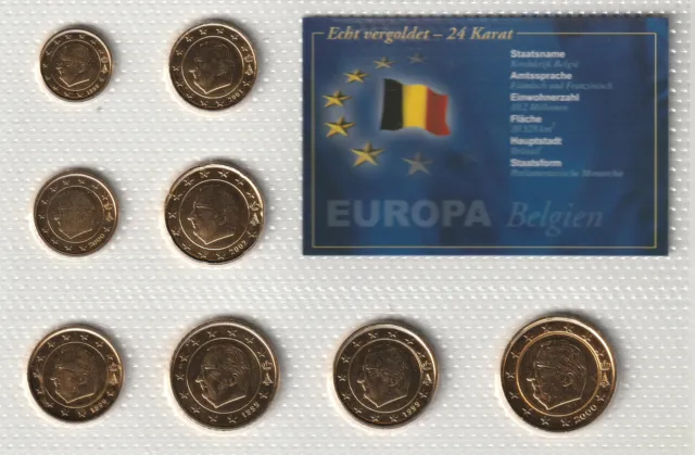 Euro-Kursmünzensatz Belgien - vergoldet