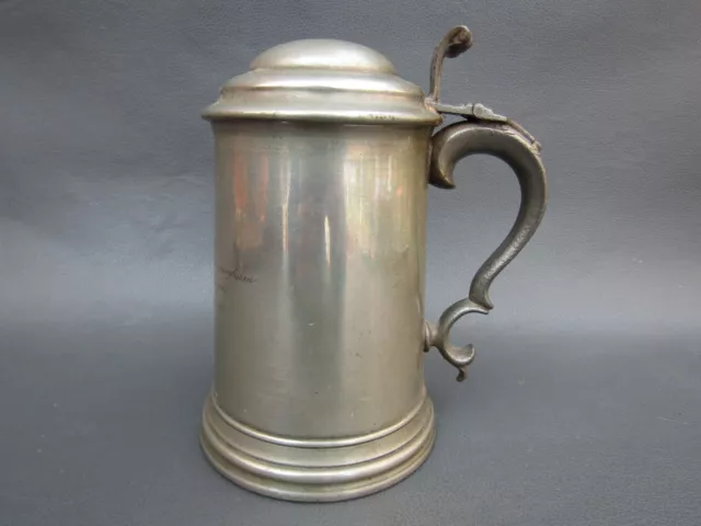 Antique pewter pint lidded tankard college rowing trophy by James Dixon