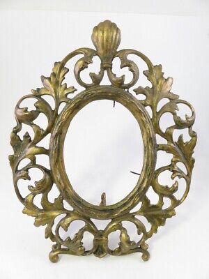 VICTORIAN large ORNATE GILT CAST IRON OVAL STANDING FRAME 3