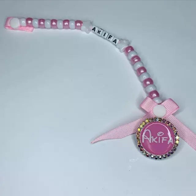 Personalised Name - Dummy Clip - Pink/White
