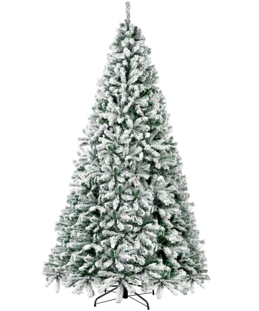 9ft Snow Flocked Christmas Tree Unlit Artificial Xmas Tree with Storage Bag