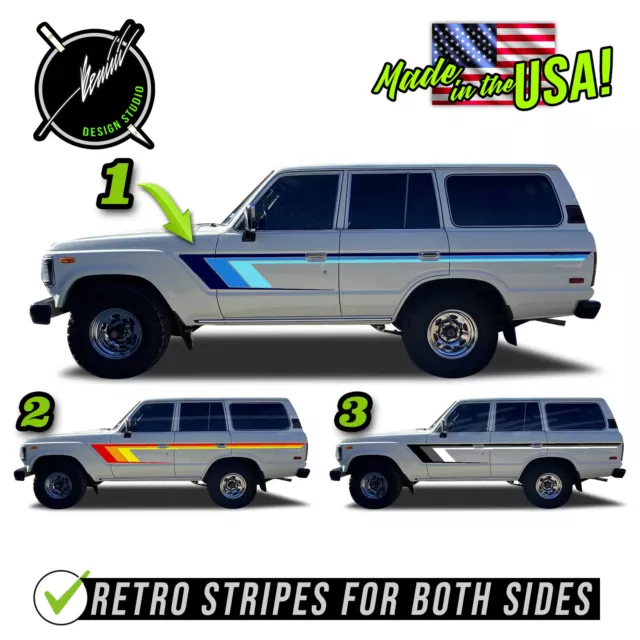 Retro Side Stripes Livery Graphics Fits Toyota Land Cruiser FJ60 FJ62 1982-1991