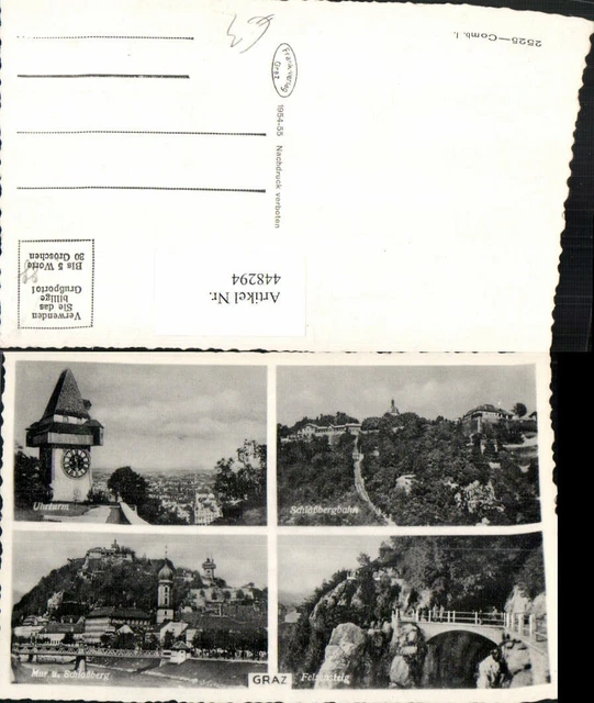 448294,Graz Teilansicht Uhrturm Felsensteig Schlossberg Mehrbildkarte