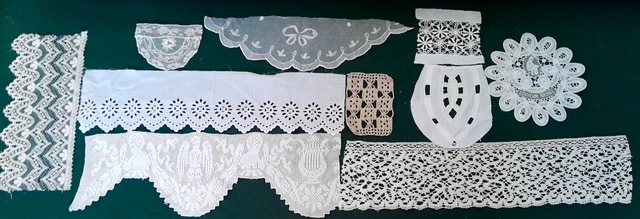 Lot De Dentelles Anciennes – Linge Tissu Vintage Pour Broderie Et Vêtements
