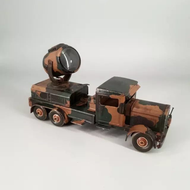 Tippco Scheinwerferwagen LKW Uhrwerk Soldat Blechspielzeug Mimikry Militär WK
