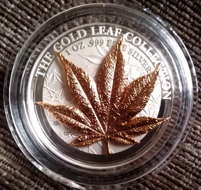 JAPANESE MAPLE 3D Gold Leaf Collection 1 Oz Silver Coin 5$ Tokelau 2017